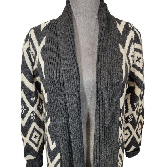 Old Navy Shawl Collar Cardigan Sweater Gray Cream Womens Medium Cozy Cabincore - Picture 6 of 6